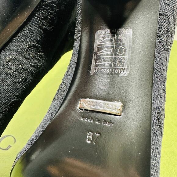 Gucci Demi 37/ US 7 Logo jacquard Metallic Stretch Knit Over The Knee Boots NIB - Picture 13 of 15